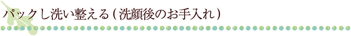 パックし洗い整える (洗顔後のお手入れ)